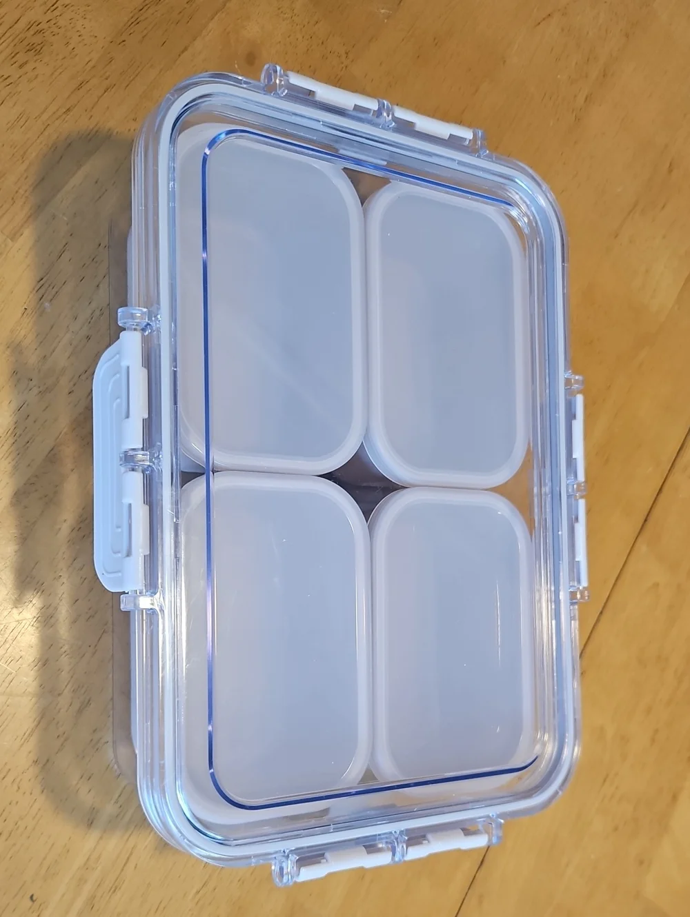 Clear White Airtight Food Storage Container - 4 Compartment